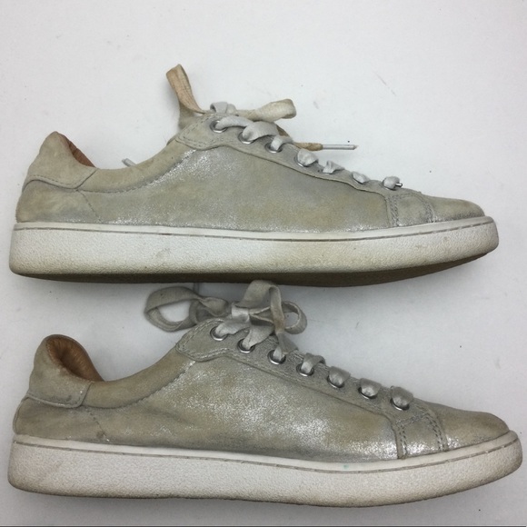 Ugg Milo Stardust Silver Metallic Suede Lace-Up Trainer Sneakers Size 9 - Picture 5 of 11